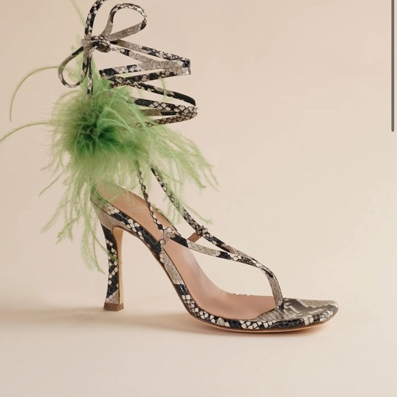 NWT Brother Vellies Green Leather Stiletto Ankle Tie Sandal Size 6